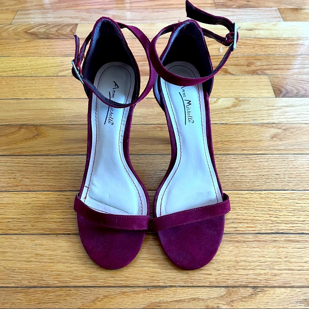Burgundy open toed heels